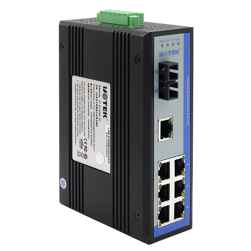 Yutai UT-62107SM MM single multi-mode network transceiver 1 optical 7 electric hundred megabit industrial Ethernet switch