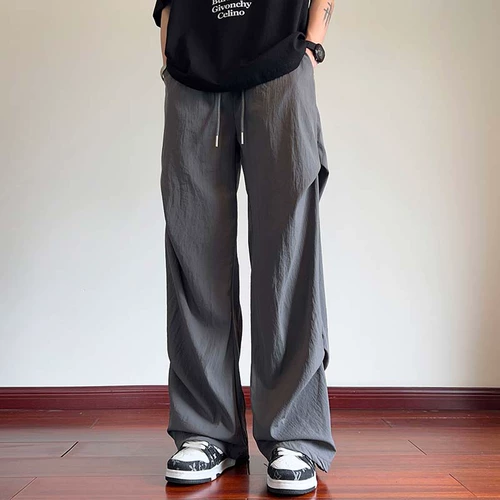 Шелковые летние тонкие штаны, парашютист для отдыха, свободный прямой крой