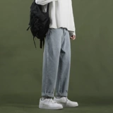 Флисовые демисезонные джинсы с начесом, штаны, повседневные брюки, свободный прямой крой