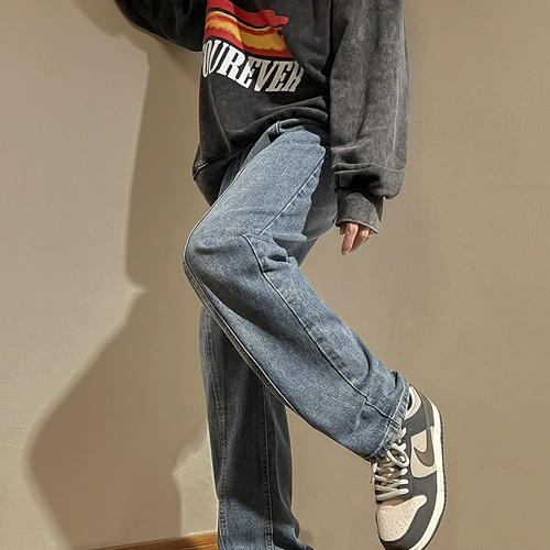 Демисезонные джинсы, штаны для отдыха, в американском стиле, свободный прямой крой