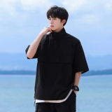 Шелковая быстросохнущая летняя тонкая футболка polo с молнией, на молнии, короткий рукав, оверсайз