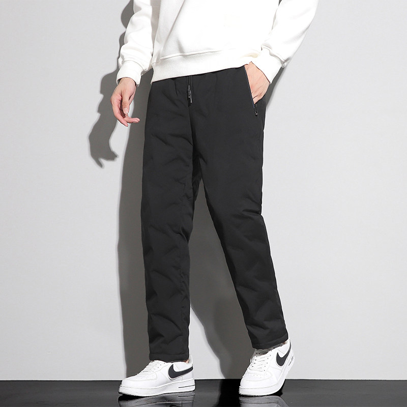 Straight Cylinder Down Pants Men Winter 2023 New American High Street Trend Easy To Thicken Warm Casual Long Pants Man-Taobao