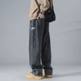 Демисезонные джинсы, утепленные повседневные брюки, в американском стиле, свободный прямой крой