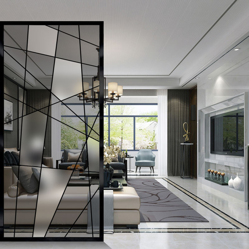 Modern minimalist glass screen custom entry porch partition powder room living room bedroom screen background wall aisle