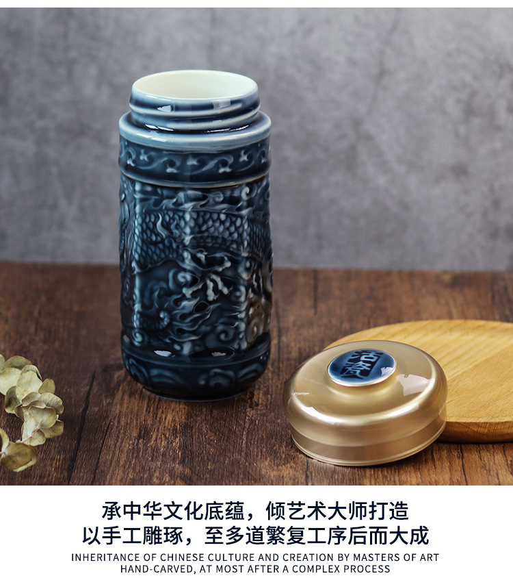 Little wealth auspicious dragon had done Tang Xuan stoneware keller cup of single layer ceramic water glass office business gifts to leadership