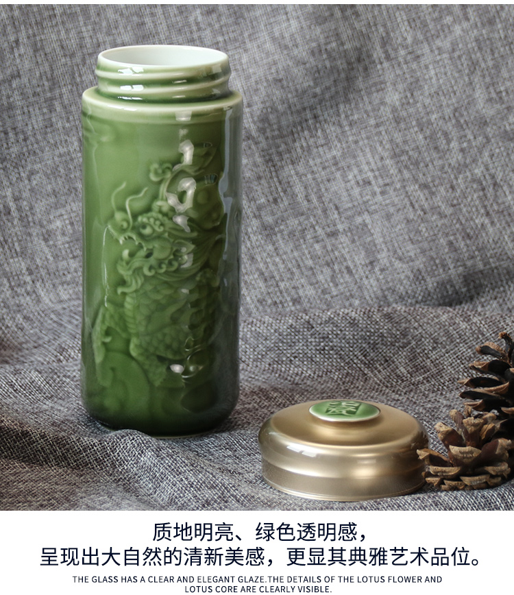 Do Tang Xuan porcelain leap/double happiness kirin cup with double creative portable ceramic water glass business gifts