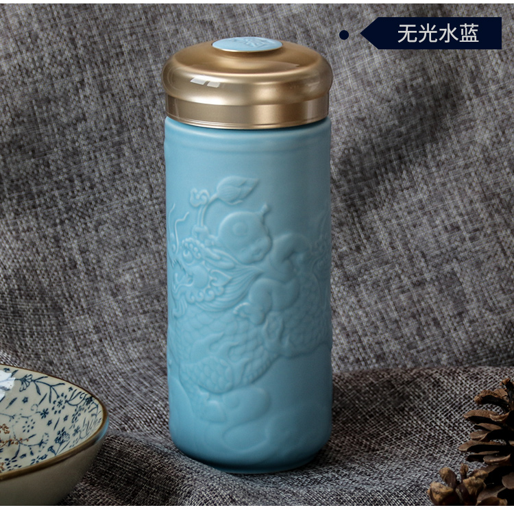 Do Tang Xuan porcelain leap/double happiness kirin cup with double creative portable ceramic water glass business gifts