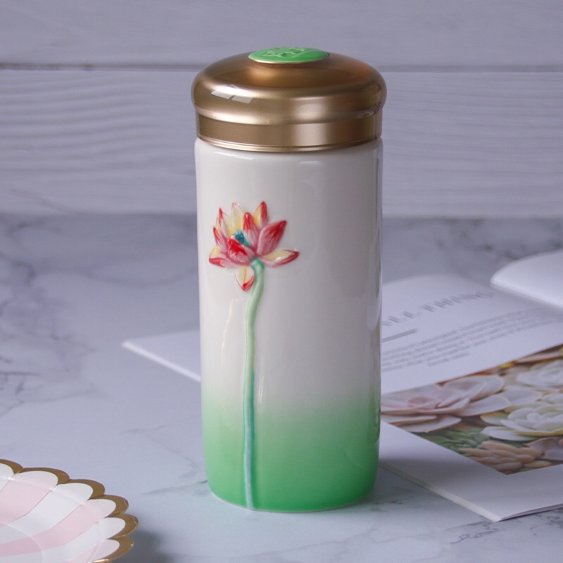 Dry Tang Xuan porcelain live call f lotus ceramic water in a cup then carried cover ideas with customized gifts