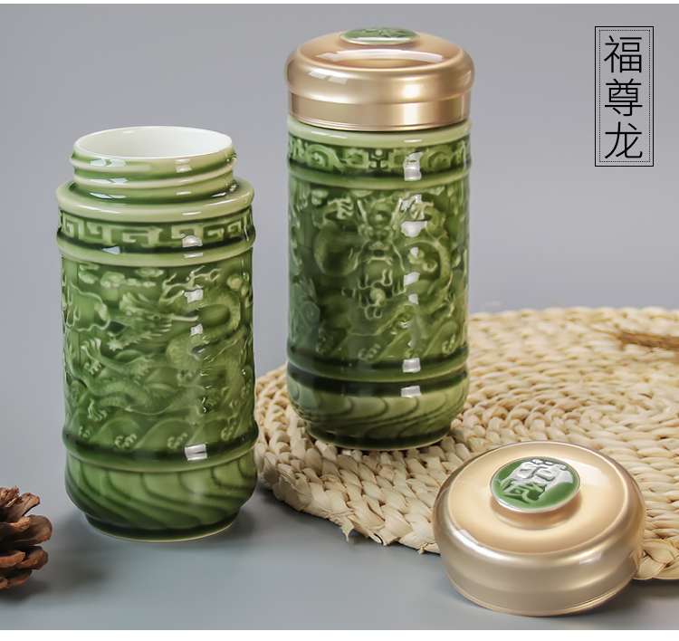 New little about nine dragon screen had done Tang Xuan stoneware keller cup single layer ceramic cups of water glass gifts male longteng pattern