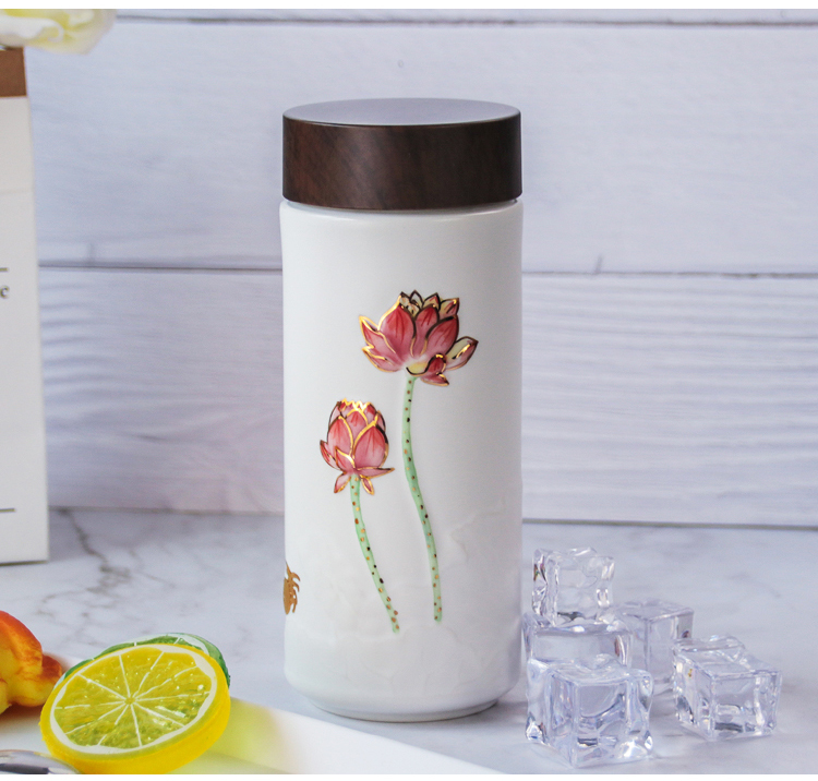 Dry Tang Xuan porcelain cup live harmony with cup double 350 ml art glass ceramic cup new business gifts