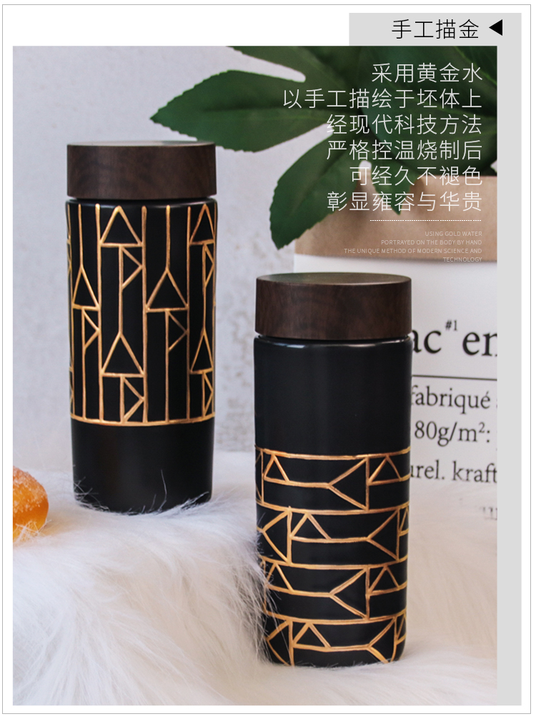 Do Tang Xuan porcelain fine gold the Midas touch wood covered with innovative ceramic keller cup AB model