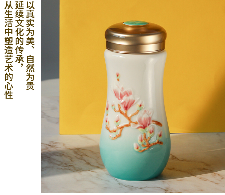 Dry Tang Xuan live China cups and gold prosperity prosperous spring cup with double insulation ceramic tea cup business custom