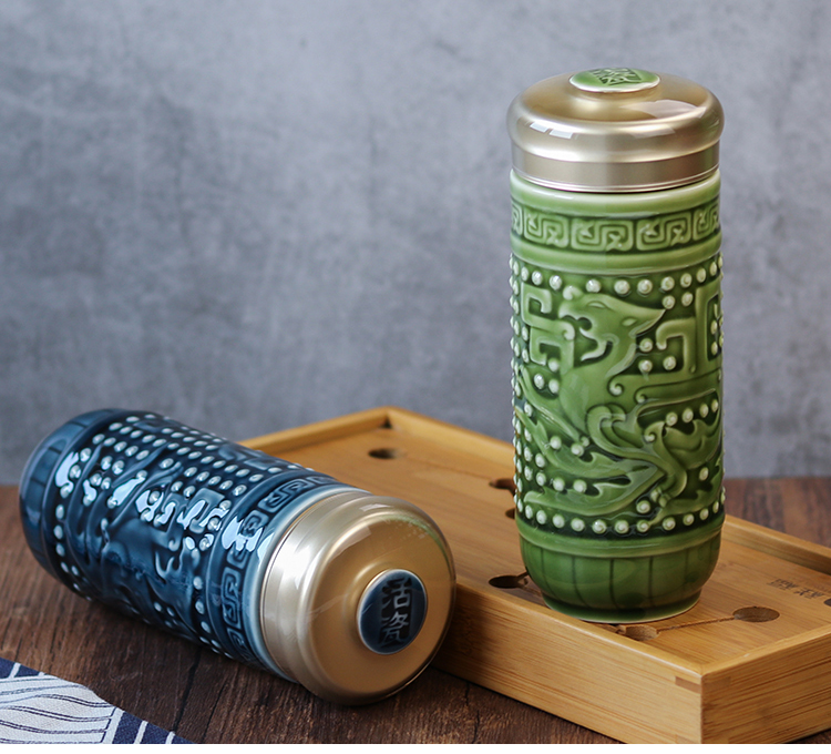 Do Tang Xuan porcelain cup big longfeng cup with double the leadership gifts creative ceramic business office water glass