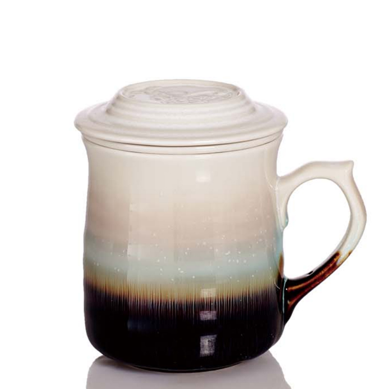 Do Tang Xuan ceramic cup wave snow crystal grain three creative ceramic tea cups with cover) office gifts