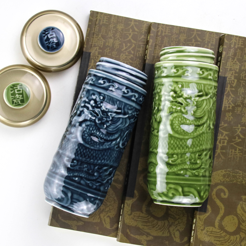 Dry Tang Xuan porcelain live rich auspicious dragon/big John lone portable cup double led gifts with cover ceramic cups water