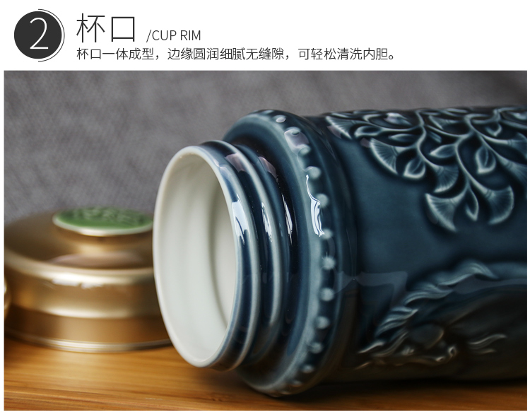 Dry Tang Xuan porcelain cup live happiness along with cup double ceramic insulation water glass office business gifts