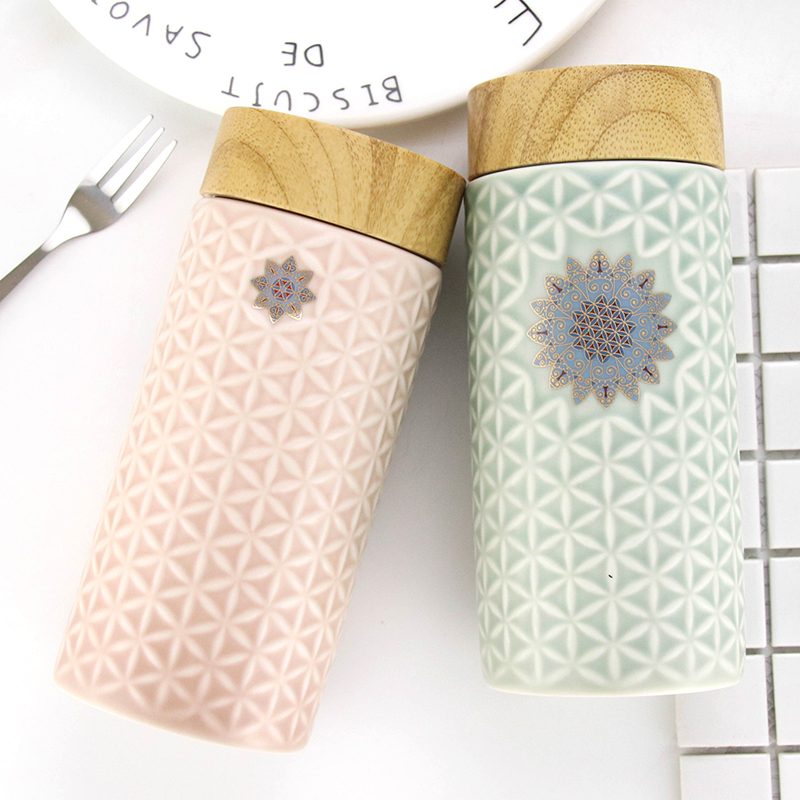 Do Tang Xuan porcelain cup the flower of life decals cup with single 400 ml ceramic cup