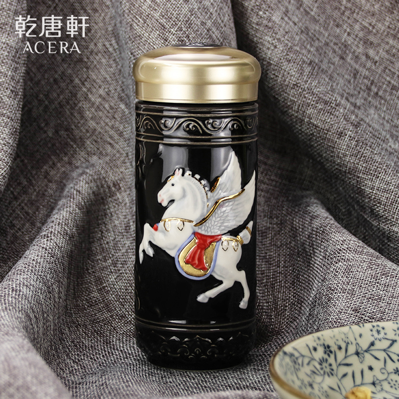 Do Tang Xuan porcelain the apprentice/dragon horse spirit take cup double business portable ceramic water glass gifts