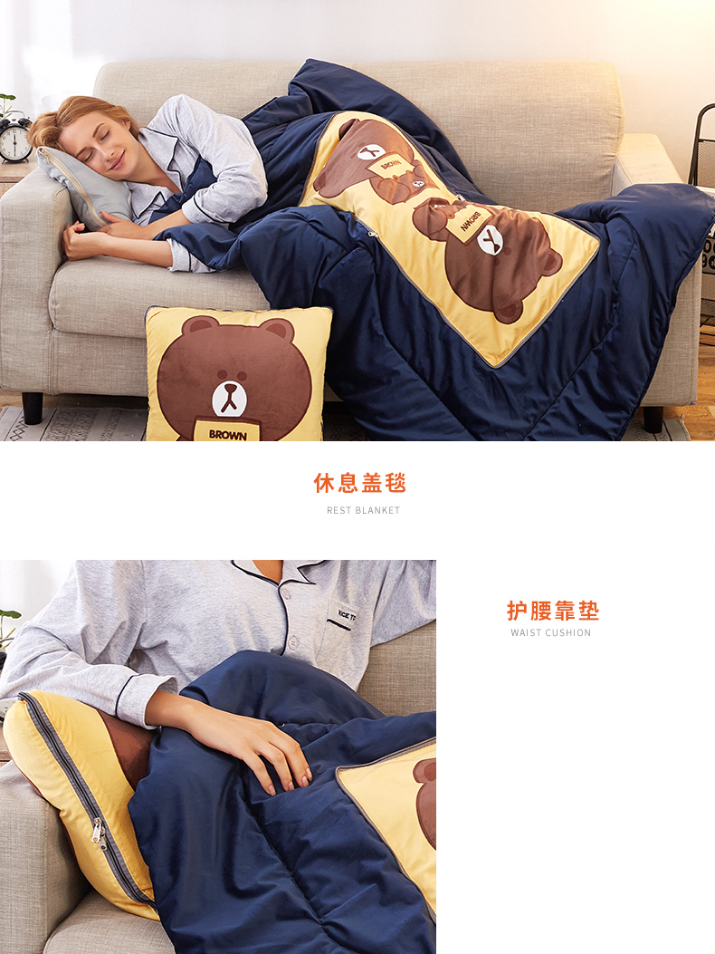 Coral nhung chăn kép xe gối sofa đệm văn phòng Nam Cực nap chăn gối triple - Trở lại đệm / Bolsters Chăn gối ngủ văn phòng 3 in 1