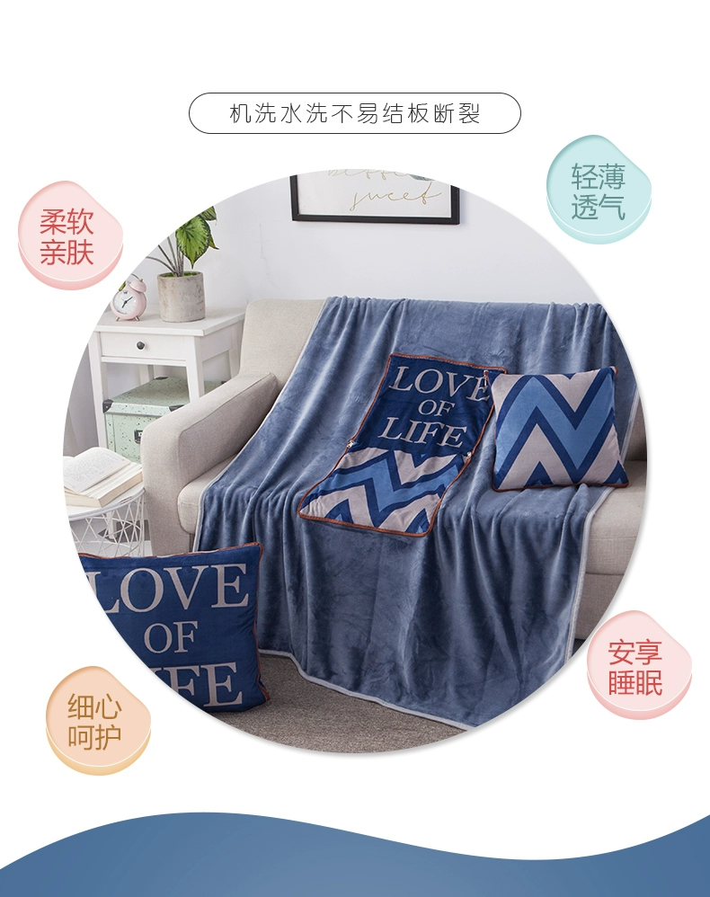 Dày lông cừu san hô đa chức năng đệm gối văn phòng là phim hoạt hình Fale cashmere gấp gối chăn sử dụng kép
