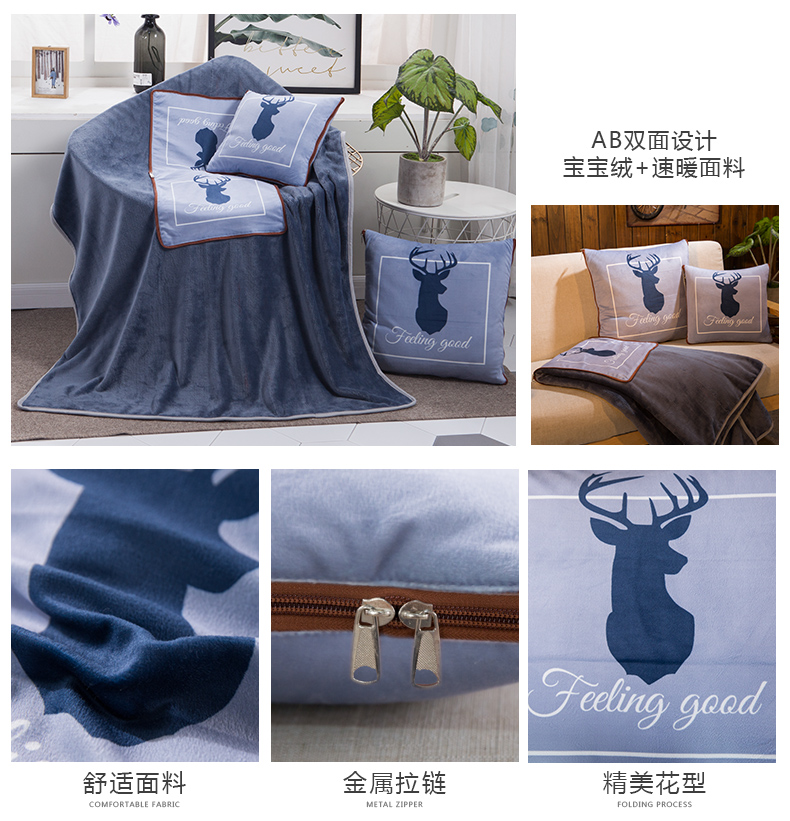 Dày lông cừu san hô đa chức năng đệm gối văn phòng là phim hoạt hình Fale cashmere gấp gối chăn sử dụng kép gối lót lưng ghế văn phòng