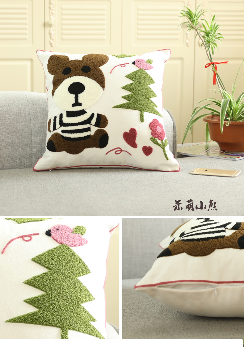 Nam Cực đệm thêu phong cách dân tộc gối cá nhân xe vải gối vuông gối sofa giường tựa lưng gối gối tựa lưng hình thú