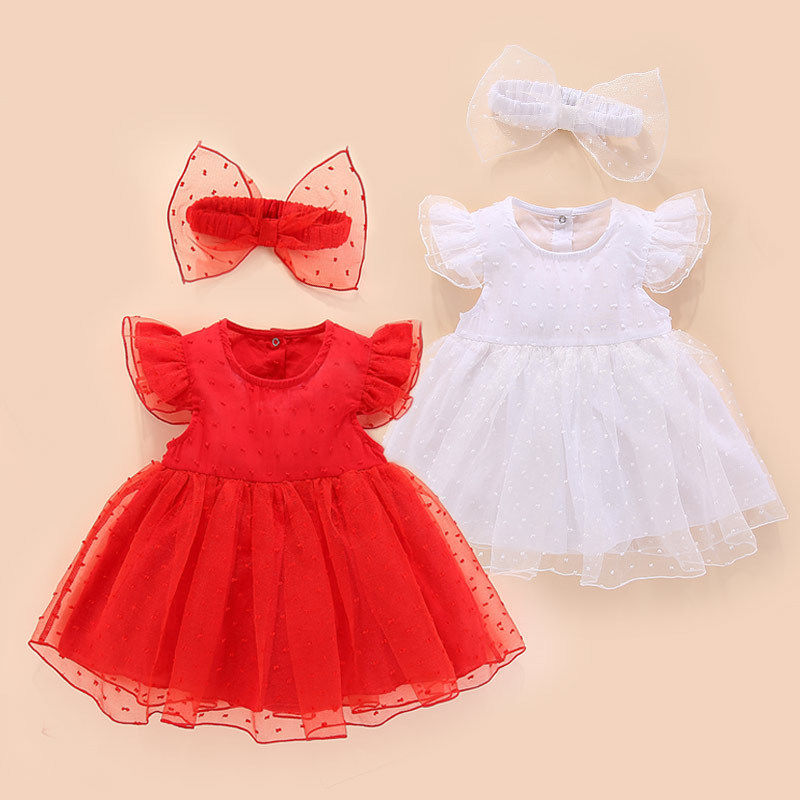 Baby girl skirt summer 0-1 year old girl red dress baby summer dress gauze skirt 3-6 baby princess skirt
