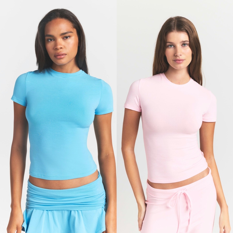 New Colors in Stock Skims Genuine Cotton Jersey Tshirt Kim Kardashian Cotton Stretch Short-Sleeve T-Shirt