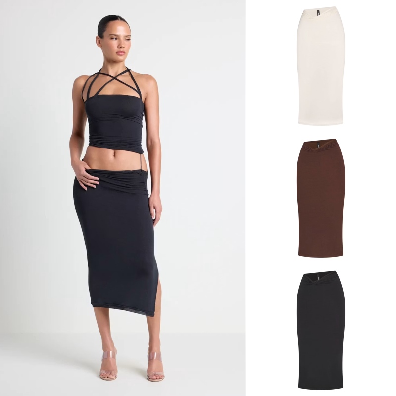 Skims X Vettese Collaboration Sheer Modal Midi Skirt Modal Slim-Fit Mid-Length Skirt