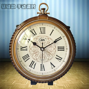 [康巴丝欧式挂钟时尚静音座钟座挂两用创意桌钟座钟北欧风格石英钟]