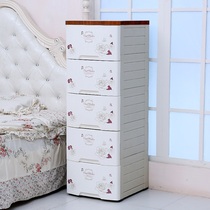 Kangjia wooden top baby storage cabinet Plastic drawer cabinet finishing box Baby childrens wardrobe locker Bedside table