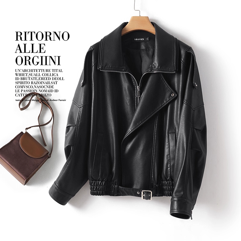 Extra Large Size 150kg American Retro Lapel Pu Leather Jacket for Men and Women, New Autumn Style, Loose and Slimming Leather Jacket Extra Large Size 150kg American Retro Lapel Pu Leather Jacket for Men and Women, New Autumn Style, Loose and Slimming Leather Jacket