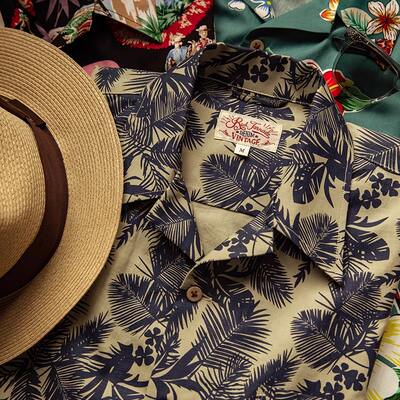 Large-sized Hawaiian shirt, men's summer thin short-sleeved loose Cuban collar retro floral shirt, vacation casual shirt