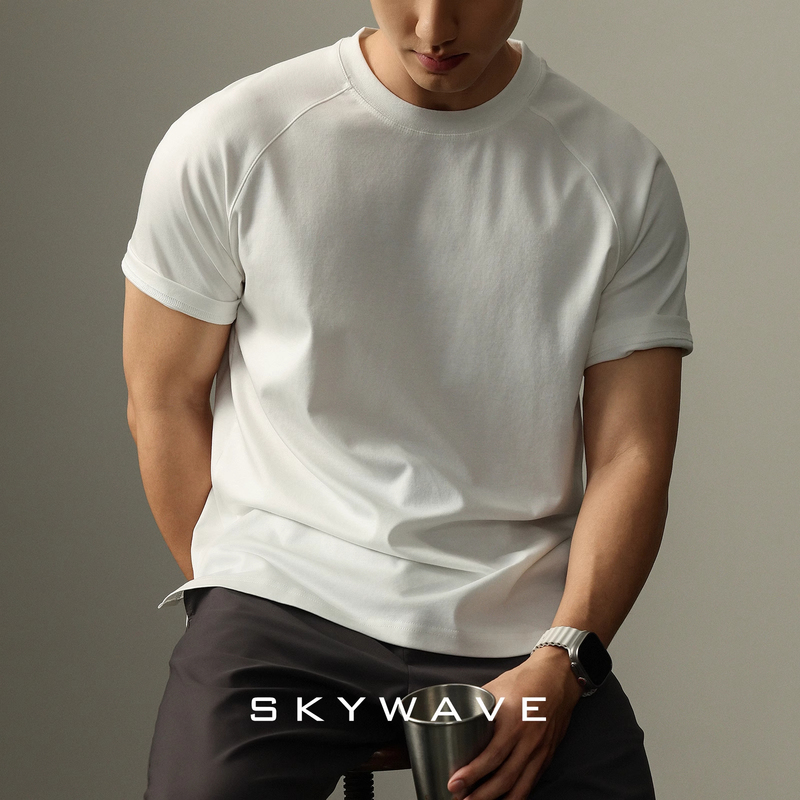 Extra Large Size 150kg American-Style Heavyweight Pure Cotton Round-Neck T-Shirt for Men, Summer Cool and Comfortable, Mature and Versatile, Loose Short-Sleeved