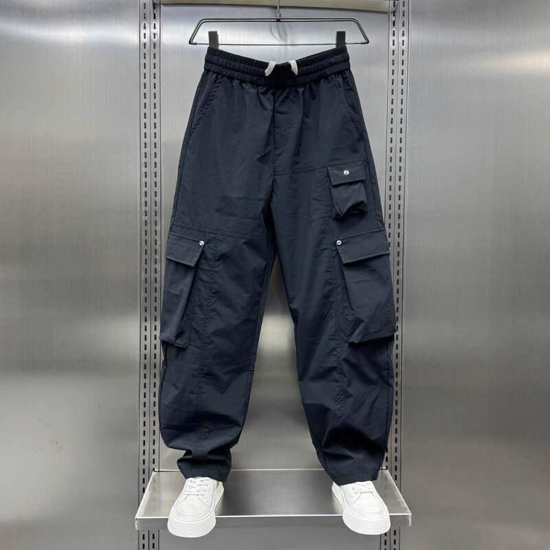 Extra Large Size 150kg Casual Cargo Pants for Men, Summer Thin Multi-Pocket Straight-Leg Pants, Loose Quick-Drying Paratrooper Pants 2