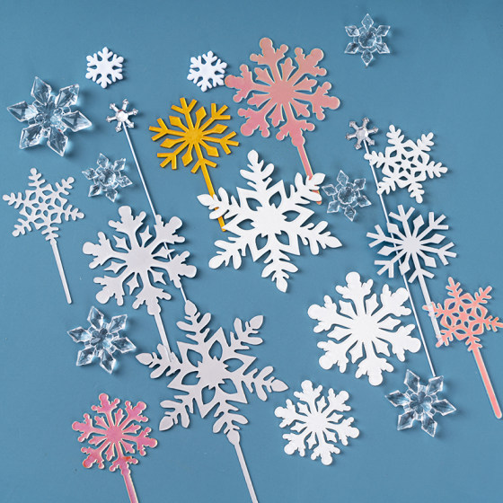 Christmas snowflakes acrylic snowflake snow snow decoration plug-in plug-in accessories ice and snow adventure cake