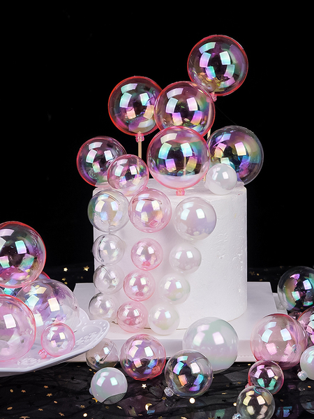 Creative Colorful Transparent Bubble Ball Birthday Cake Decoration