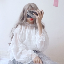 Sunscreen super fairy lace chiffon shirt lolita lolita inside bubble sleeve base shirt Fairy top summer