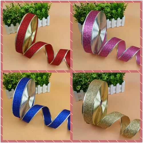 Лента с бантиком, золотой красный высококлассный декор, 5см