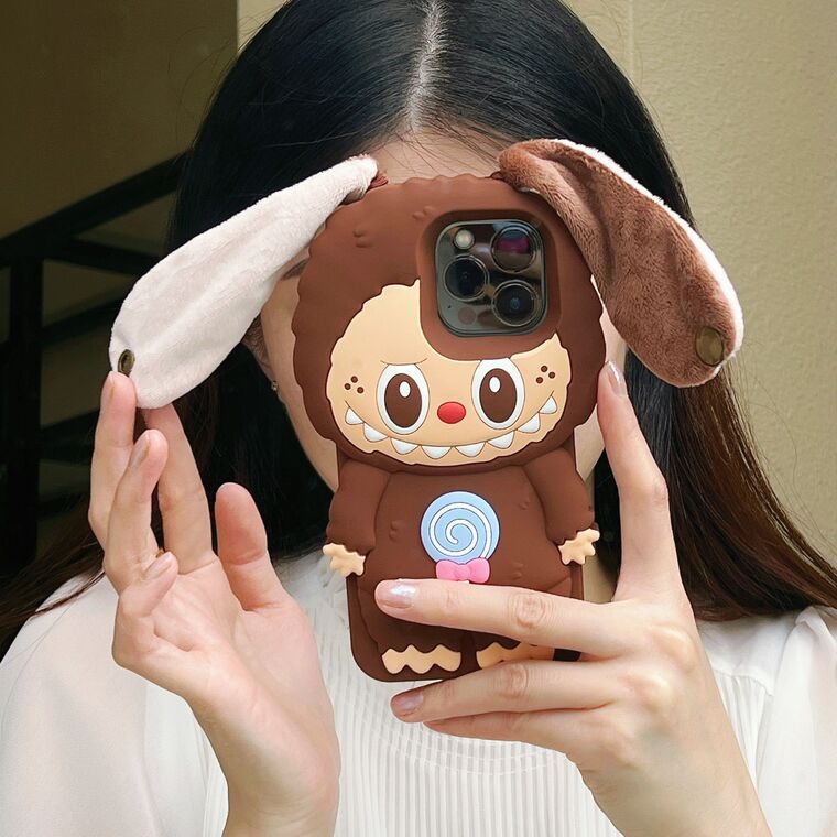 Girls 3D Cute Cartoon Floppy Ears Rabbit Plus/Pro/Max – 16, 15, 14, 13, 12 iPhone Case