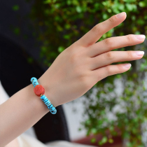 Mika natural turquoise plate beads original single circle with Nanhong Xiaohong simple fashion to send girlfriend