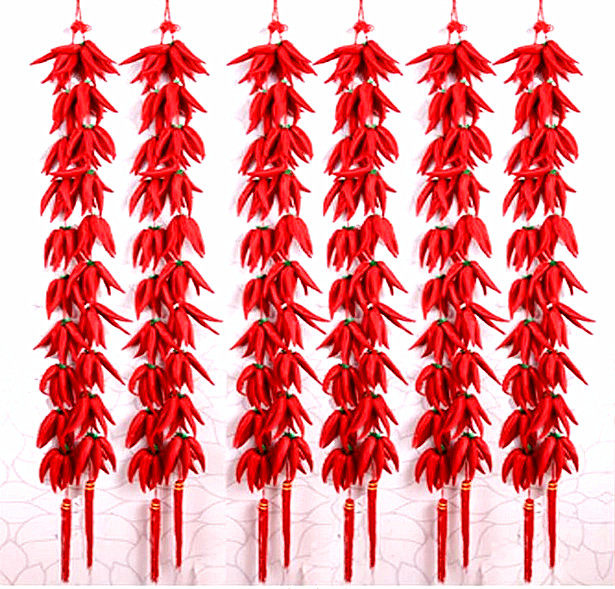 Wedding celebration New house decoration decoration small pepper skewer simulation red pepper pendant Wall pendant New Year red sea pepper skewer