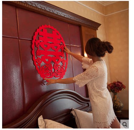 Wedding supplies, press bed doll, velvet cloth, unwoven, hollow, happy words, window flower door, wedding supplies