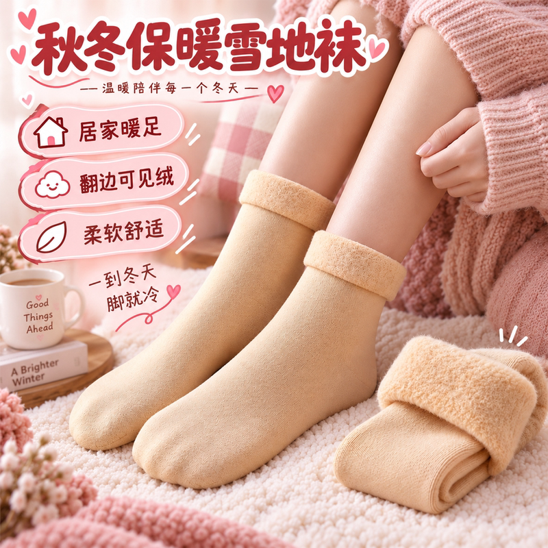 Winter Snow Socks, Warm and Frost-Resistant, Thickened with Fleece, Autumn and Winter Mid-Calf Floor Socks, Home Anti-Cold Ankle-Exposing Socks Winter Snow Socks, Warm and Frost-Resistant, Thickened with Fleece, Autumn and Winter Mid-Calf Floor Socks, Home Anti-Cold Ankle-Exposing Socks