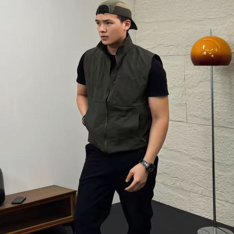 Sos Quick-Drying Vest Summer Sun Protection Outdoor Functional Stand-Up Collar Jacket Sleeveless Multi-Pocket Lightweight Top for Men