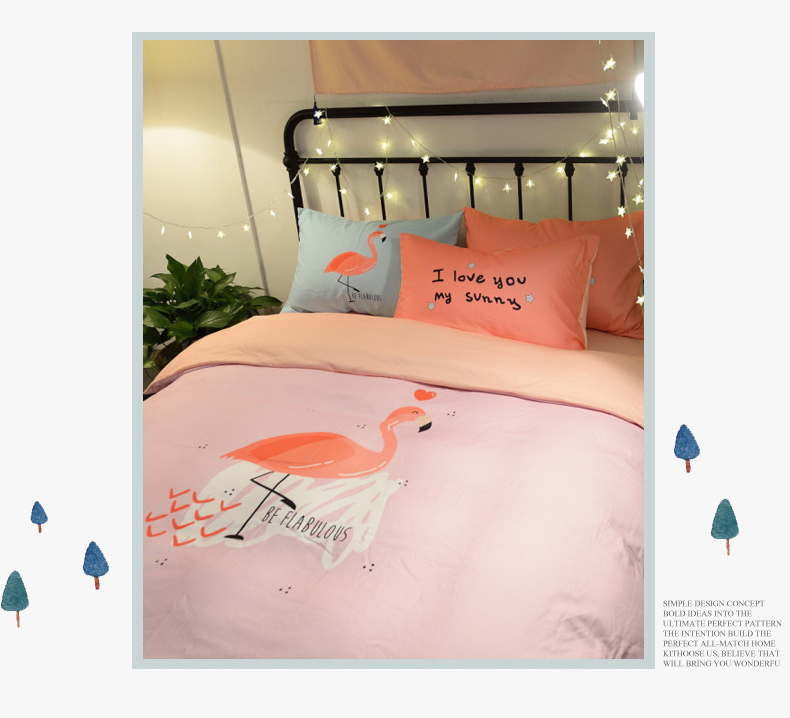 Hale mùa xuân và mùa hè phim hoạt hình cá tính denim vải quilt ký túc xá 1,5m 1,8 Mi giường - Bộ đồ giường bốn mảnh bộ chăn ga gối everon