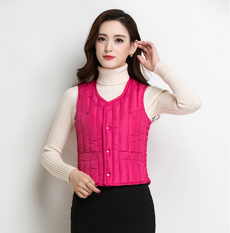 Áo vest cotton nữ mùa đông ngắn mẹ size lớn dày ấm áp áo cotton vai nữ mới thời trang vest đen áo phao lông vũ nữ