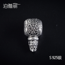 925 sterling silver Tibetan three-way Buddha head six-character mantra play star Moon Moon diamond Bodhi Buddha beads diy accessories