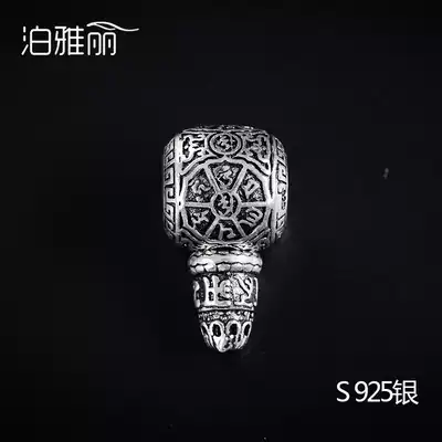925 sterling silver Tibetan three-way Buddha head six-character mantra play star Moon Moon diamond Bodhi Buddha beads diy accessories