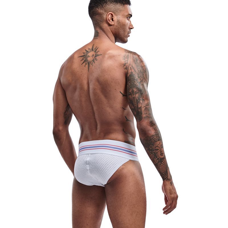 Jockmail Men's Underwear Wide Waistband Men's Fashion U-Convex Comfortable Cotton Elastic Sports White Large Size Briefs